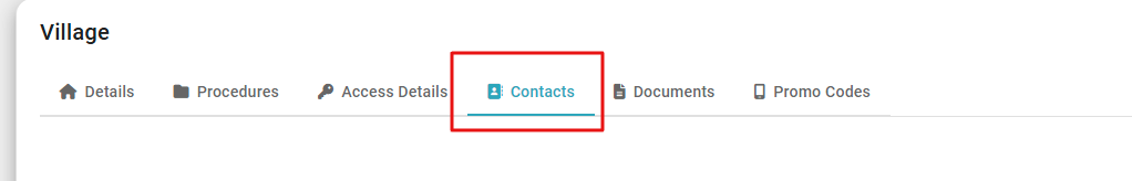 Select contacts under village in the managers portal to set up staff notifications