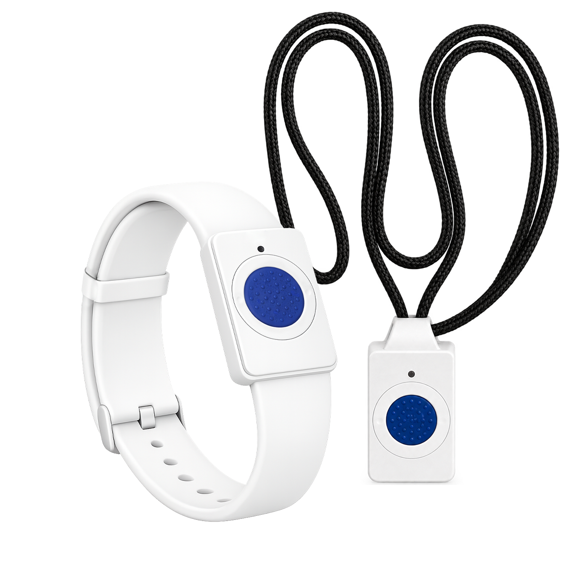 Waterproof personal alarm transmitter, worn as a pendant or on the wrist