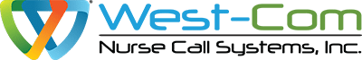 Logo for West-Com Nurse Call Systems, Inc. with colorful intertwined design elements.