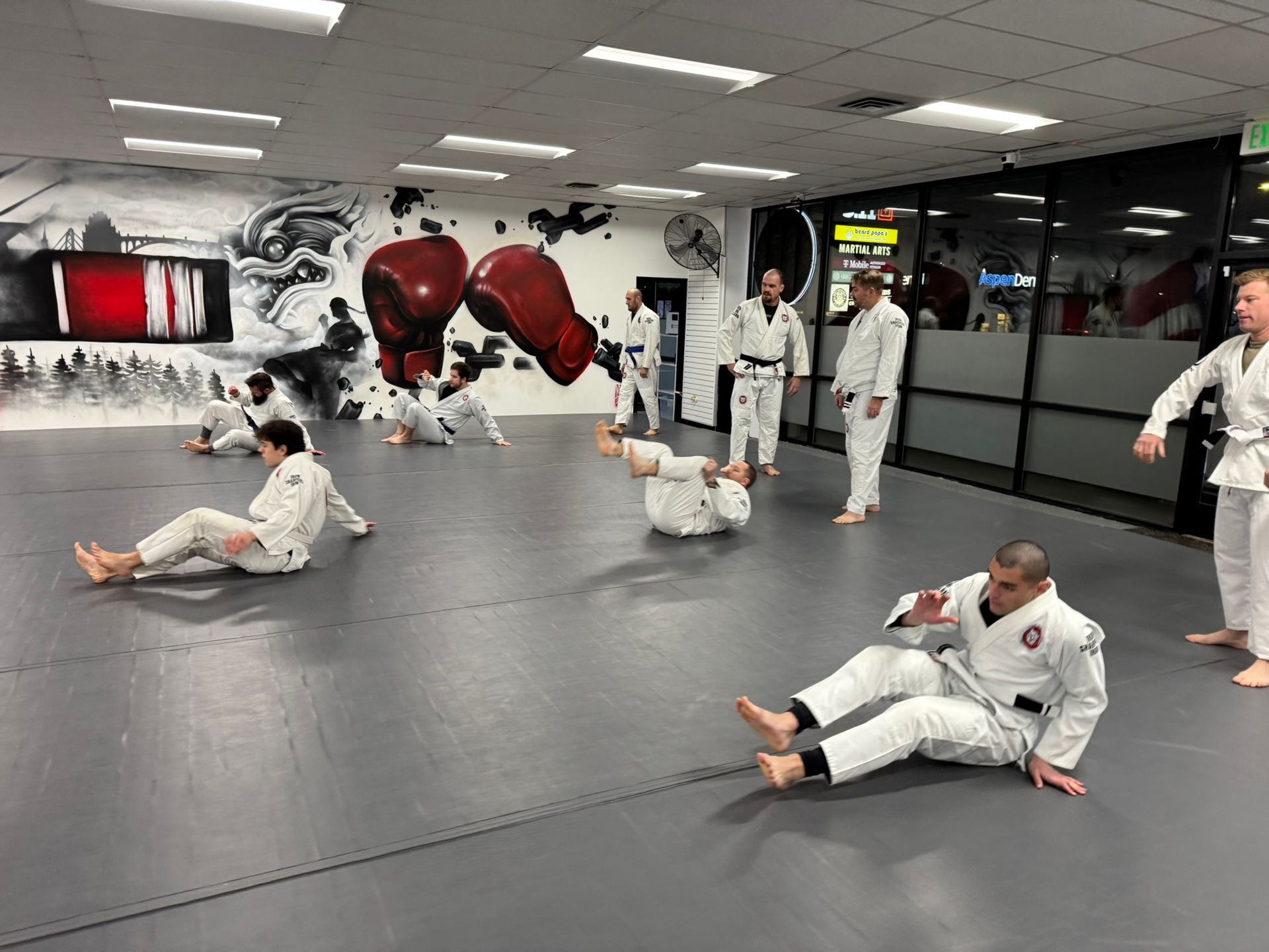 Adult students drilling Jiu-Jitsu at Grit Jiu-Jitsu & Muay Thai Martial Arts in Spokane Valley, WA for confidence