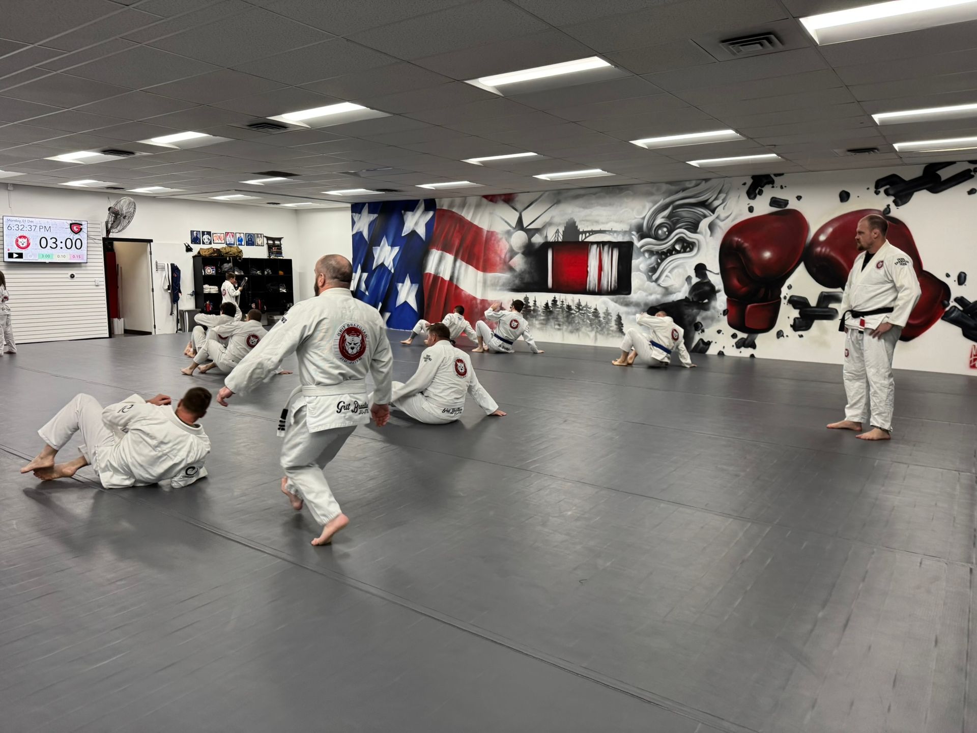 Adults practicing Jiu-Jitsu drills at Grit Jiu-Jitsu & Muay Thai Martial Arts in Spokane Valley, WA for confidence