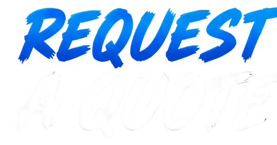 Blue brush-style text reading “REQUEST” on a white background.