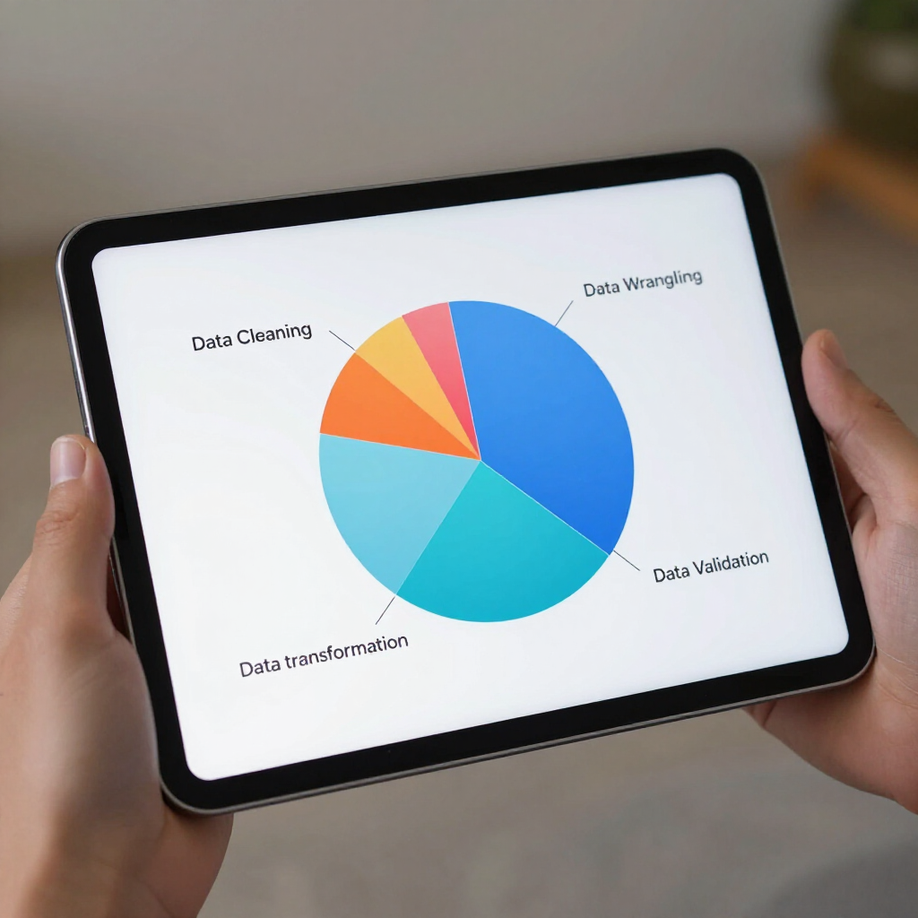 Tablet displaying a colorful pie chart in someone’s hands