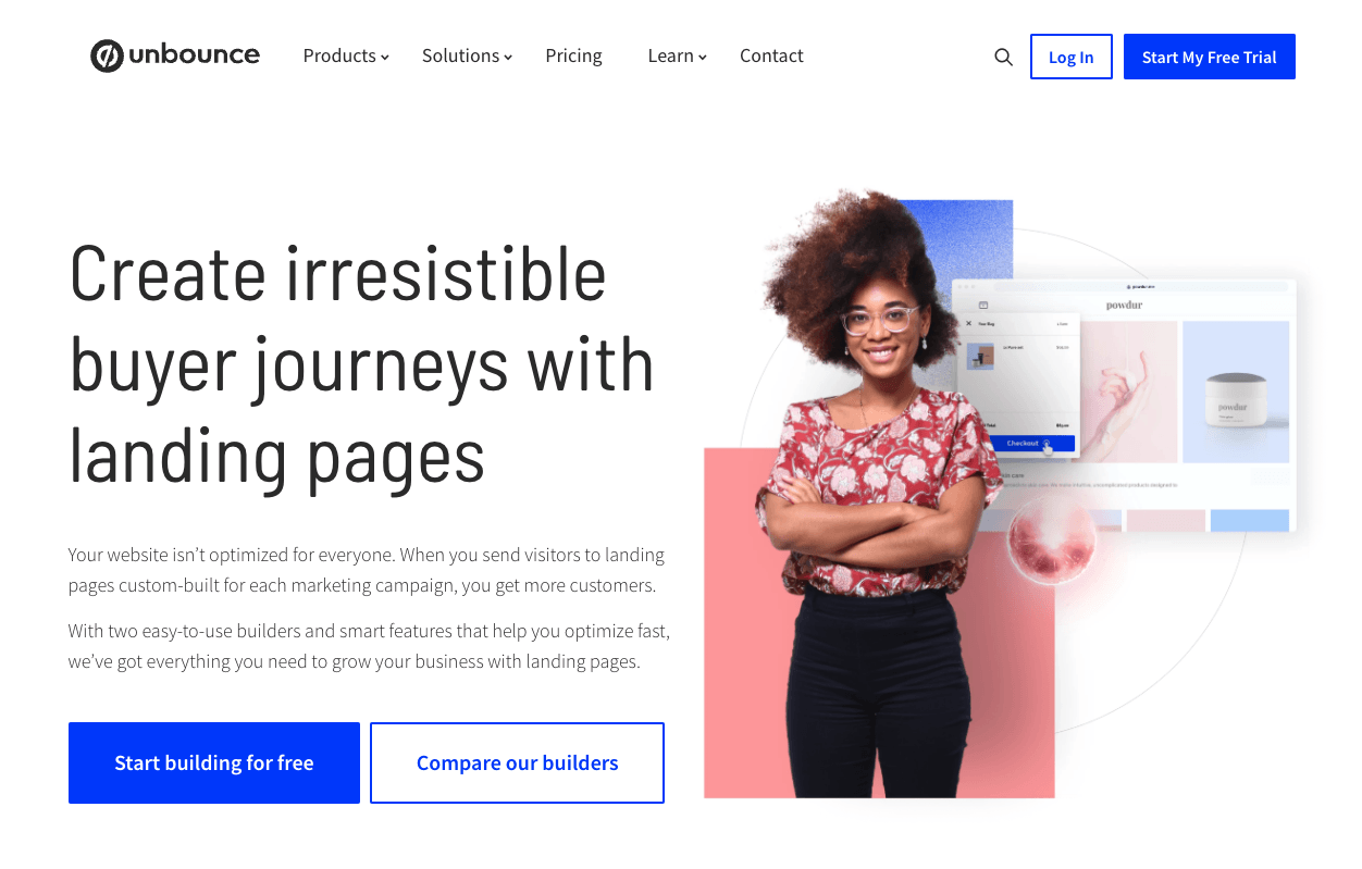 Forsiden på Unbounce.com