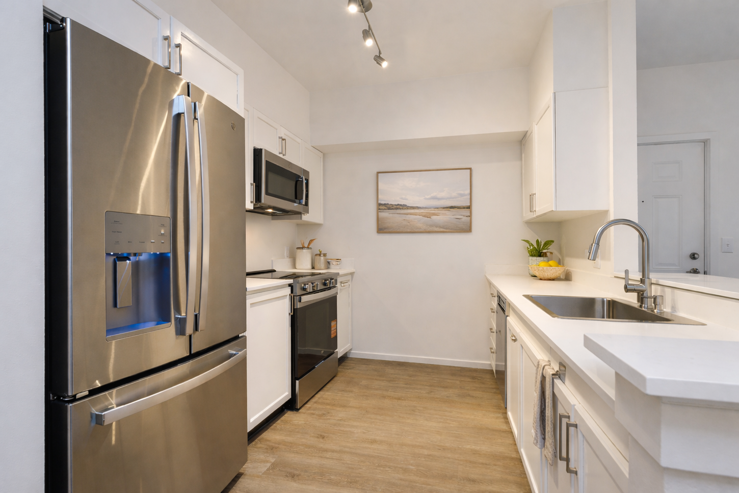 Kitchen area inside Creekside Apartments in Mill Creek WA