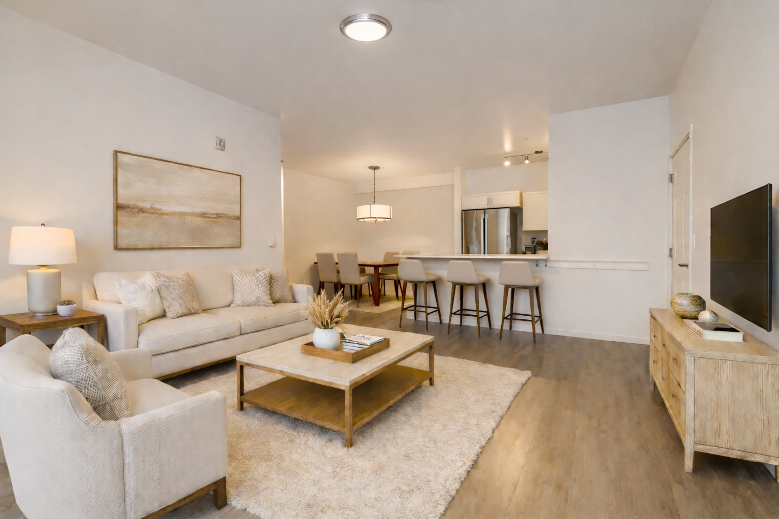 Living room interior at Creekside Apartments in Mill Creek WA