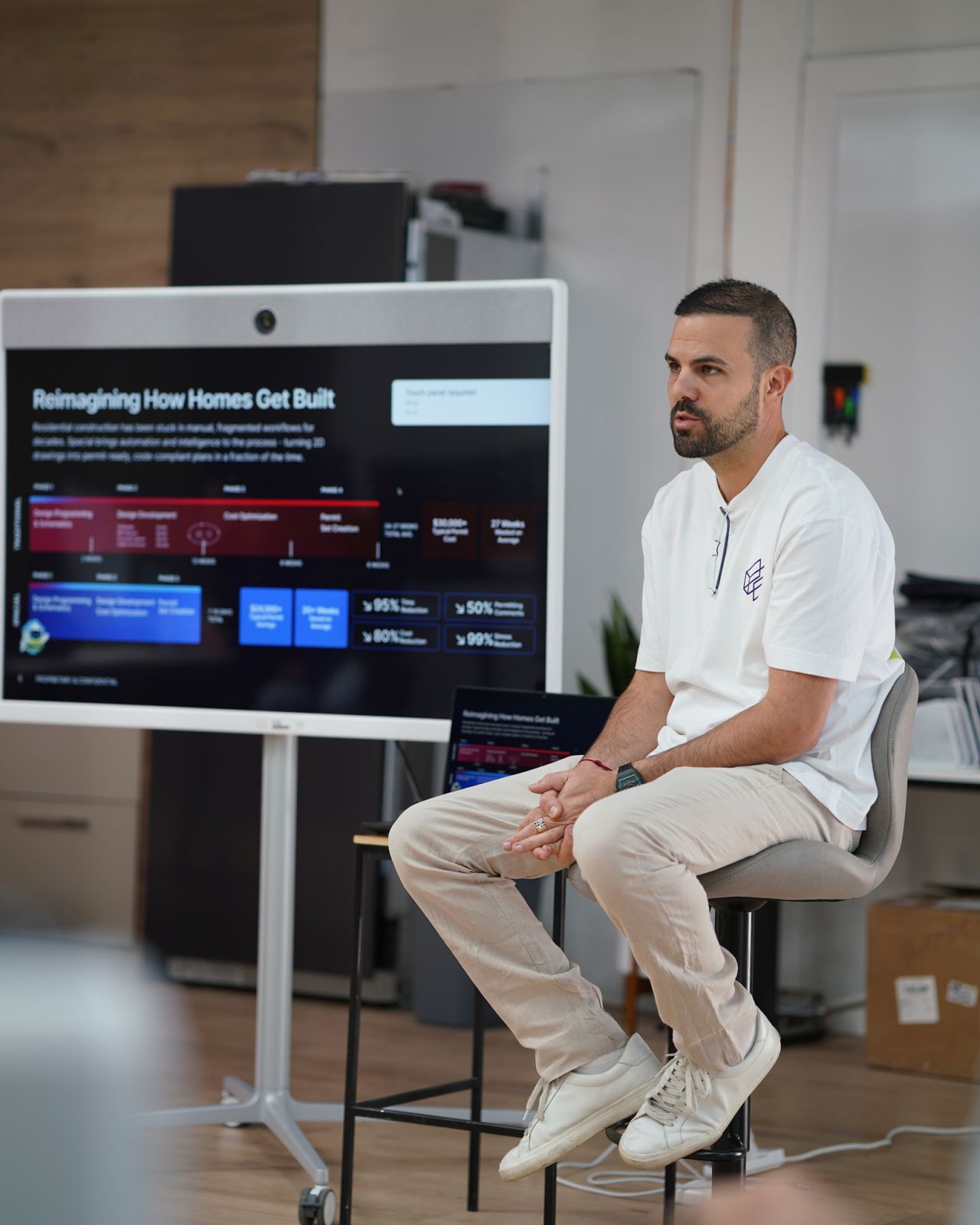 Model of a building on top of architectural blueprints.