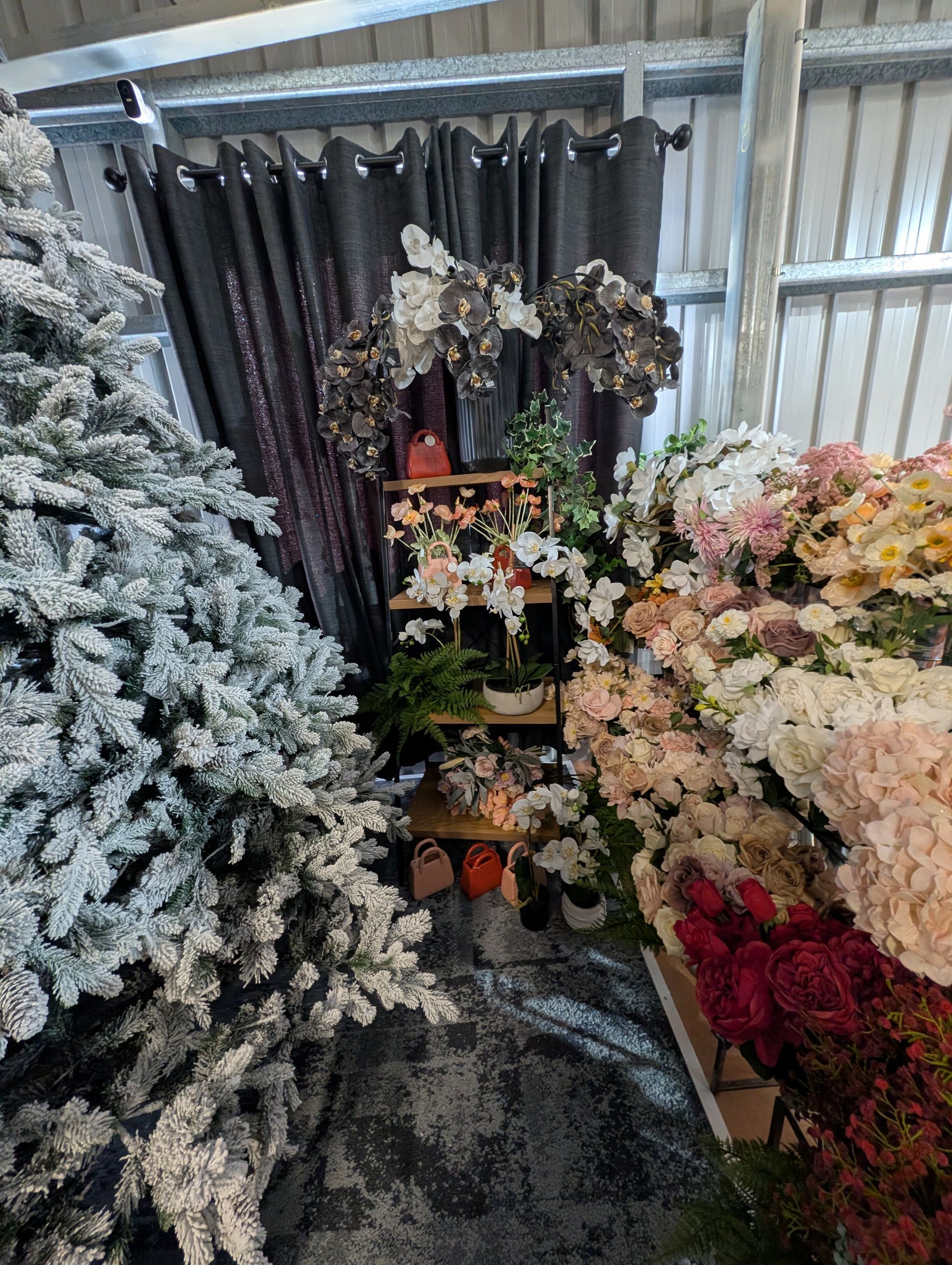 Assorted Artificial Flowers and Frosted Christmas Trees — Jingle Bell Christmas In Casino, NSW