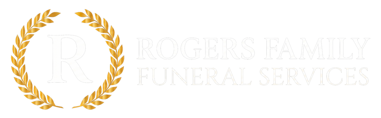 Gold laurel wreath logo with initials and the text “Premier Family Funeral Services” on a white background
