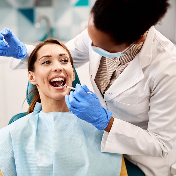 Smiling patient at dental checkup
