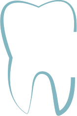 Outline of a tooth in light blue and white Outline of a tooth in light blue and white