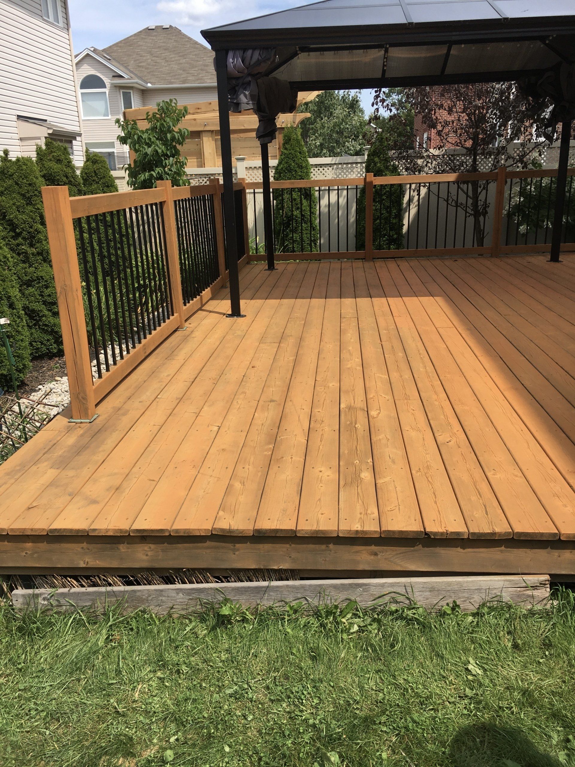Deck stained with cedar solid stain