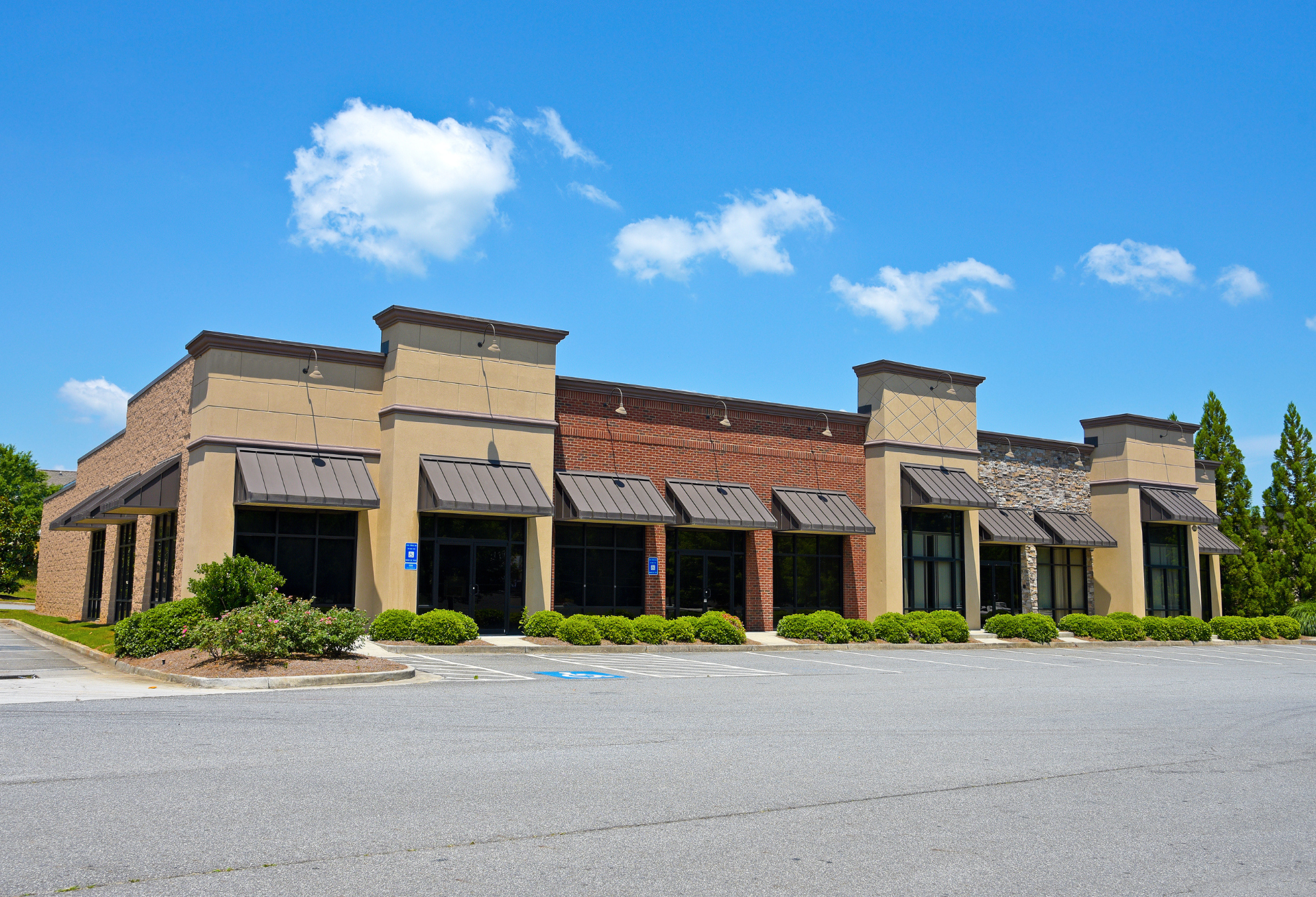 commercial facility with multiple retail storefronts.