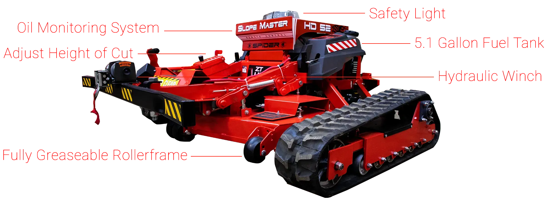 Learn More Red tracked tank-like robot with mounted mechanism on a white background