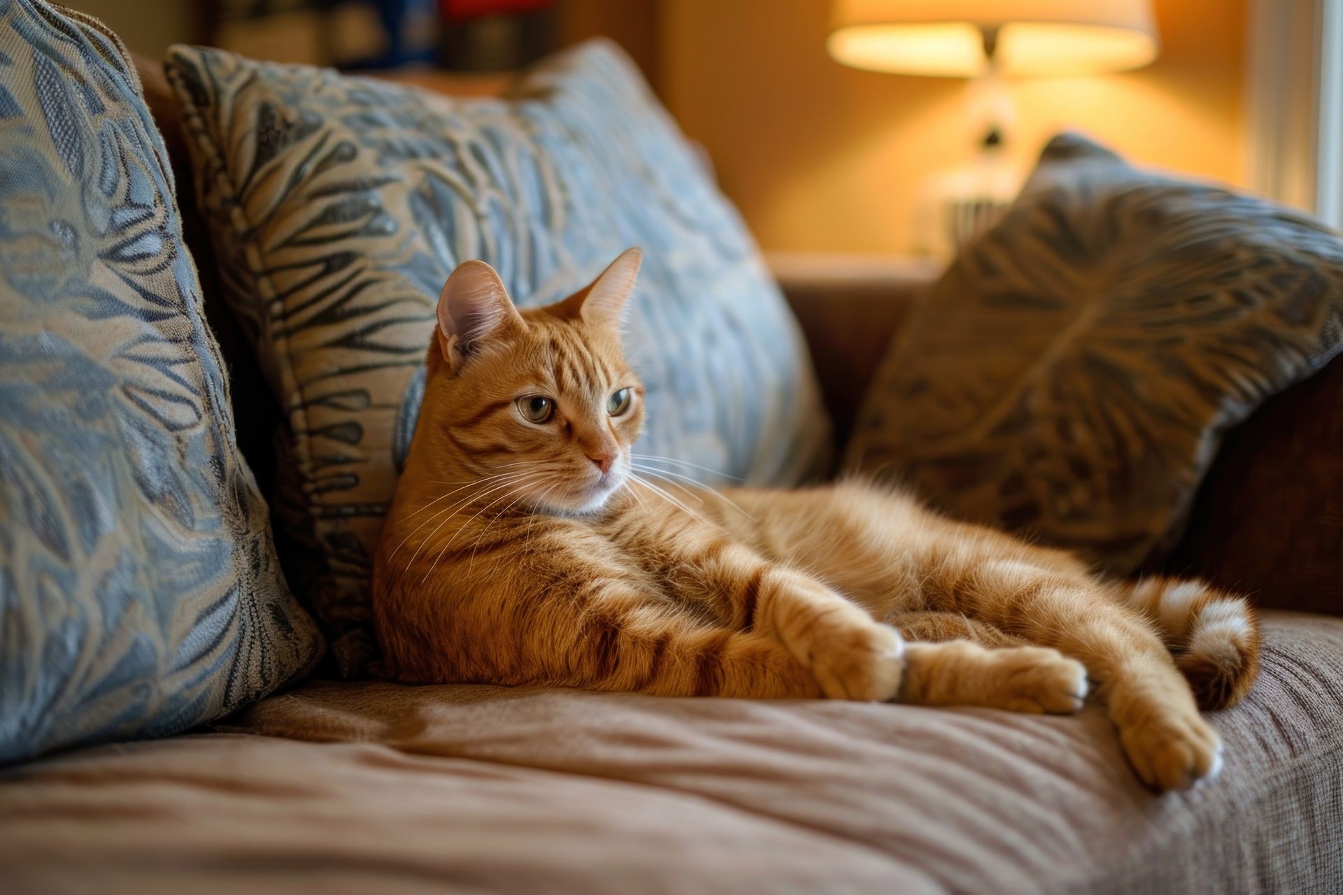 A los gatos les encantan los sofás. Garto en el sofá