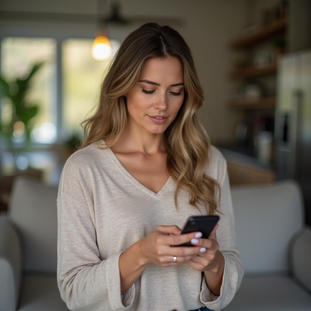 Si quieres crear tu empresa, nuestras franquicias són tu mejor opción. Mujer utilizando su smartphone
