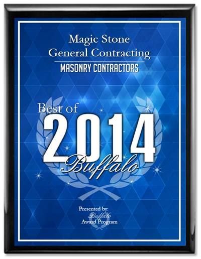 Award plaque for Magic Stone General Contracting, 