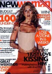 Jennifer Aniston on magazine cover. Text: 
