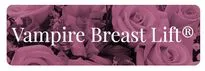 Vampire Breast Lift logo with text on a floral background.
