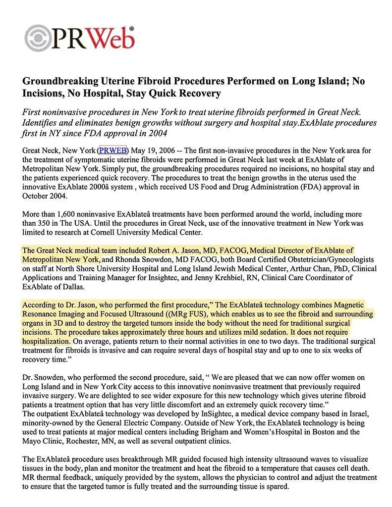Press release document with headline: 