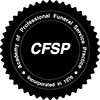 Circular black seal with the text 