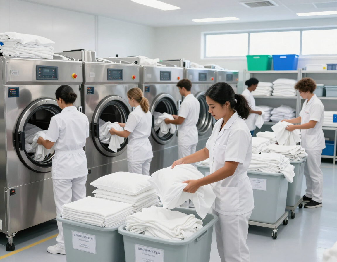 Clasificaci&oacute;n de ropa hospitalaria en lavander&iacute;a industrial