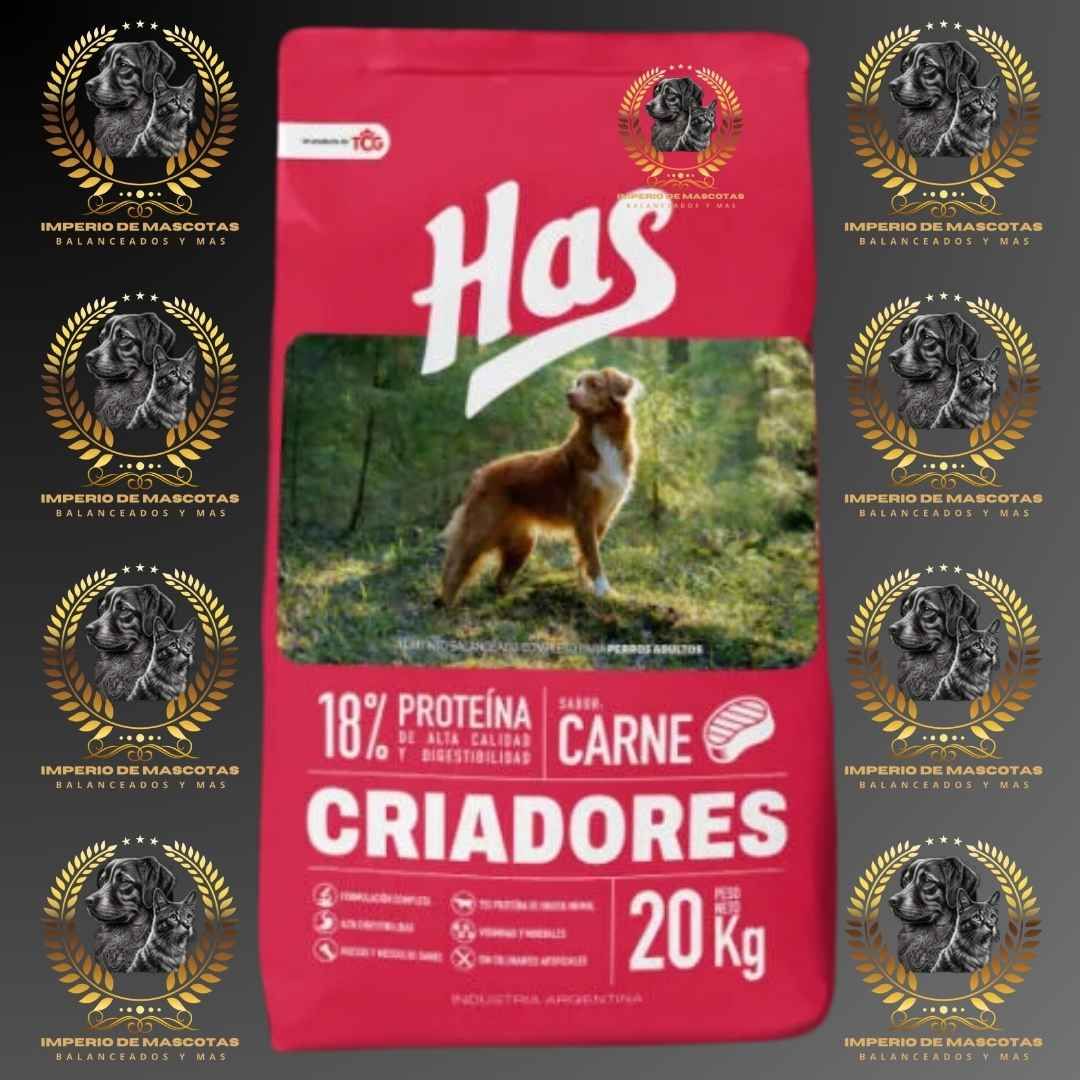 Bolsa de comida para perro con un perro en el frente, color rojo, logo 