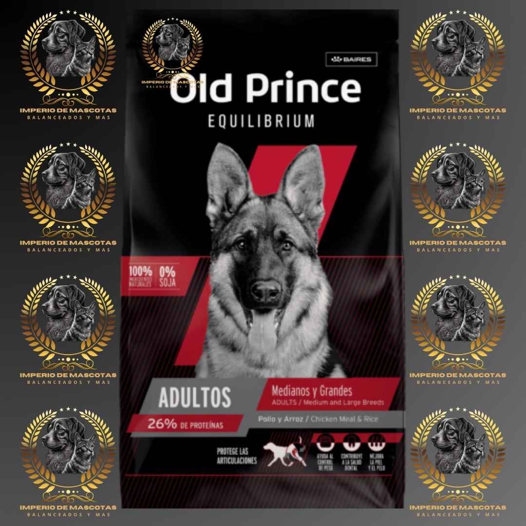 Bolsa de comida para perro con forma de pastor alemán, marca “Old Prince Equilibrium”.