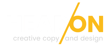 A yellow and white logo for creative copy and design