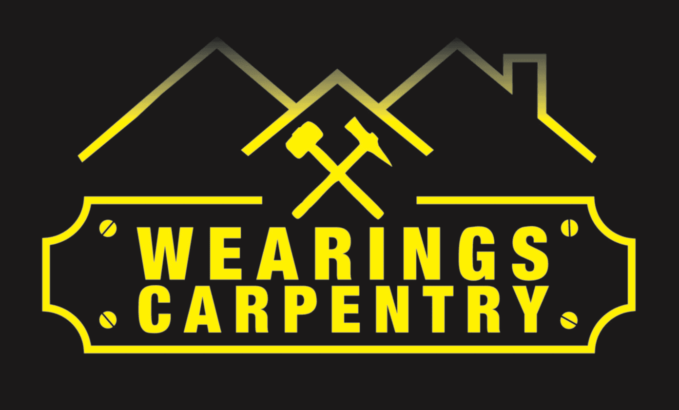 A yellow and black logo for wearings carpentry