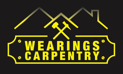 A yellow and black logo for wearings carpentry