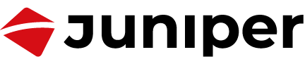 Um close de um logotipo de zimbro em um fundo branco