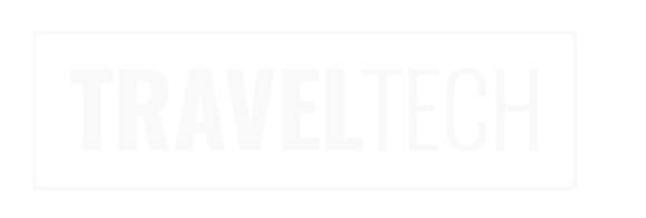 A palavra traveltech está em um fundo branco.