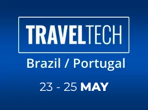 Uma placa azul que diz traveltech brasil portugal