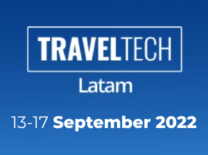 Uma placa azul que diz traveltech latam