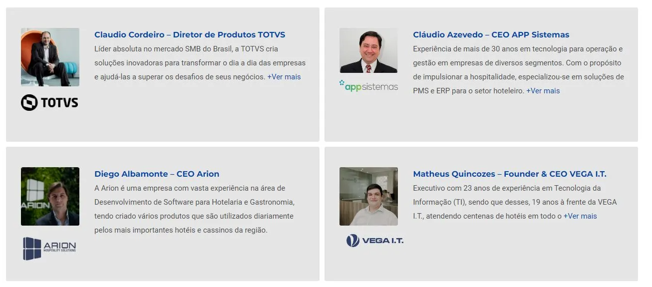 Uma captura de tela de um site com quatro imagens de pessoas