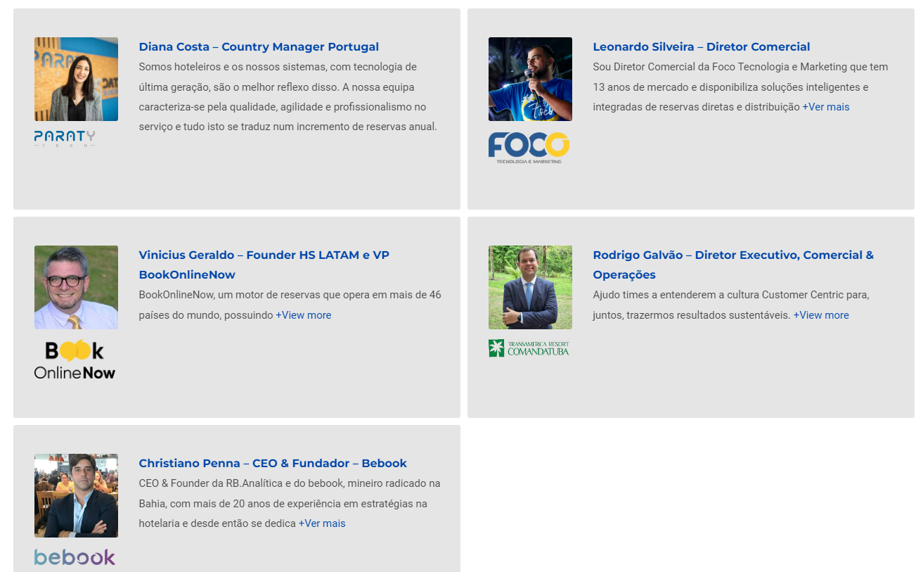 Uma captura de tela de um site com quatro pessoas nele