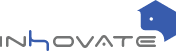 Um logotipo para uma empresa chamada innovate com uma casa azul sobre fundo branco.
