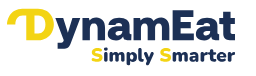 O logotipo do Dynamiat Simply Smarter é amarelo e azul
