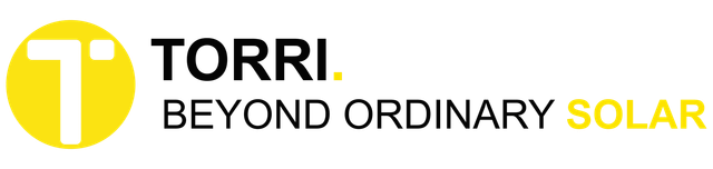 Logo di Torri Beyond Ordinary Solar con icona gialla e testo nero su sfondo bianco.