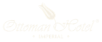 Ottoman Hotel Imperial logo with tulip illustration. Light beige script on white.
