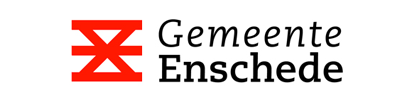 Rood logo met een gestileerde 
