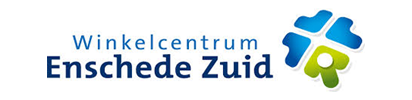 Logo for Winkelcentrum Enschede Zuid, a shopping center. Blue text and a blue and green logo.