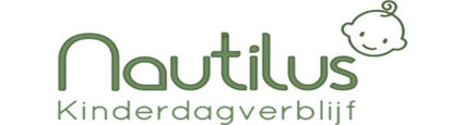 Logo of Nautilus Kinderdagverblijf: green text and baby icon.