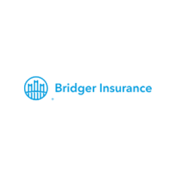 Bridger Insurance logo in blue with circular building icon on white background