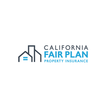 California Fair Plan Property Insurance logo with gray house icon and blue text on white background