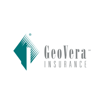 GeoVera Insurance logo with teal geometric icon and gray text on white background