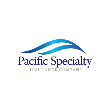 Pacific Specialty Insurance Company logo with blue wave design on white background