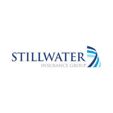 Stillwater Insurance Group logo in blue with wave icon on a white background