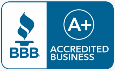 BBB A+ Accredited Business badge in blue and white